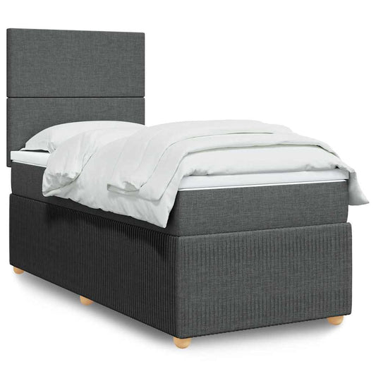 Giroletto a Molle con Materasso Grigio Scuro 100x200 cm Tessuto