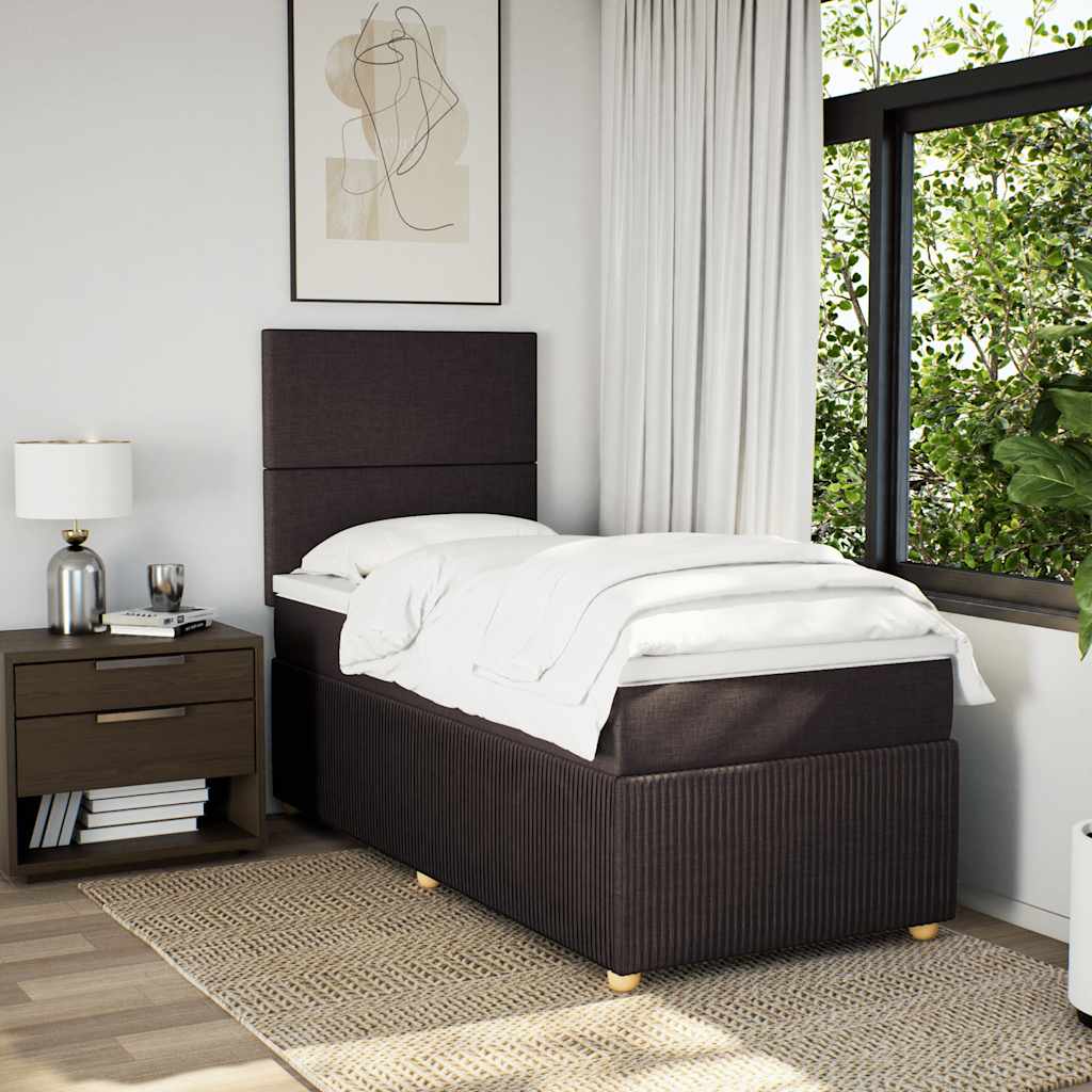 Giroletto a Molle con Materasso Marrone Scuro 100x200cm Tessuto | homemem39