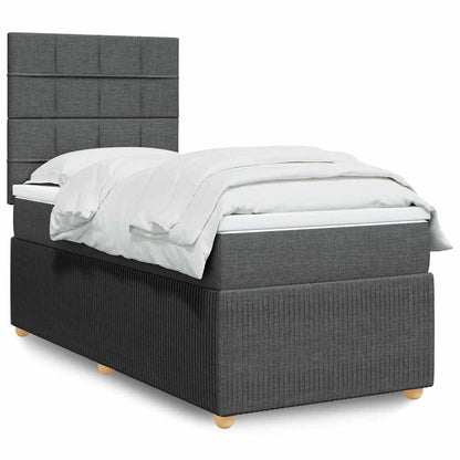 Giroletto a Molle con Materasso Grigio Scuro 100x200 cm Tessuto