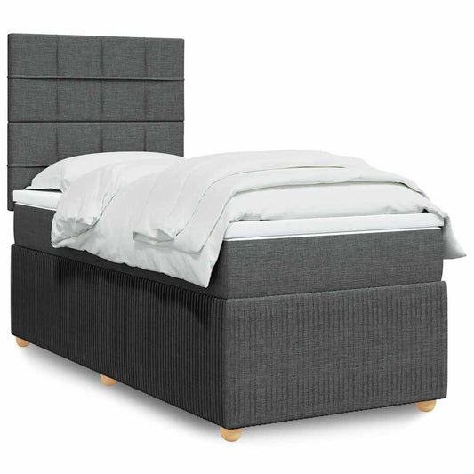 Giroletto a Molle con Materasso Grigio Scuro 100x200 cm Tessuto