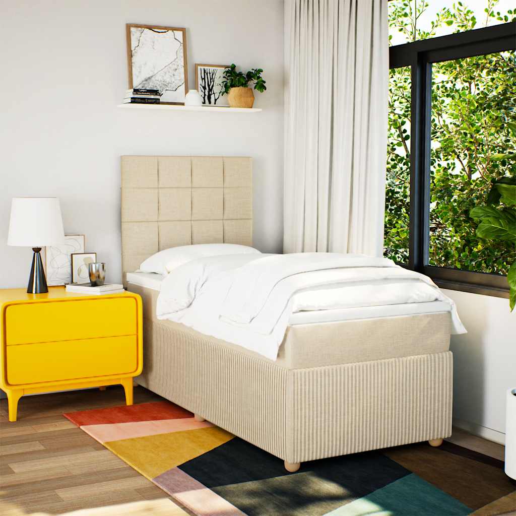 Giroletto a Molle con Materasso Crema 100x200 cm in Tessuto - homemem39