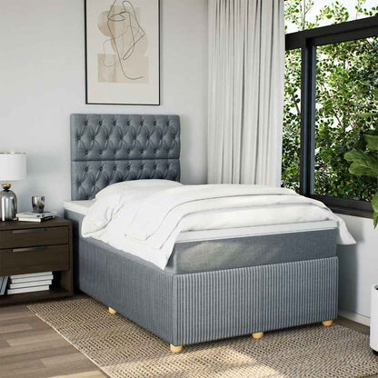 Giroletto a Molle con Materasso Grigio Chiaro 120x190cm Tessuto