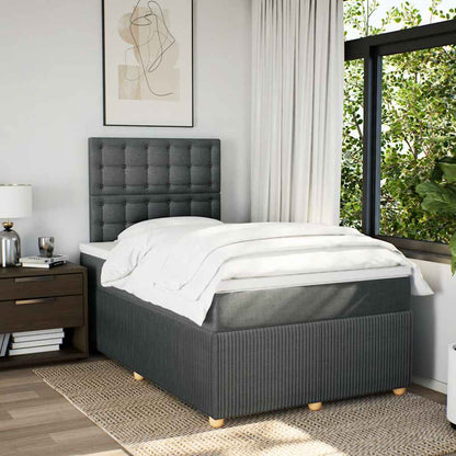 Giroletto a Molle con Materasso Grigio Scuro 120x190cm Tessuto