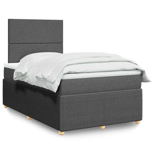 Giroletto a Molle con Materasso Grigio Scuro 120x200 cm Tessuto
