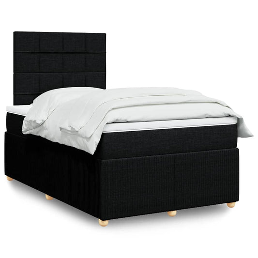 Giroletto a Molle con Materasso Nero 120x200 cm in Tessuto