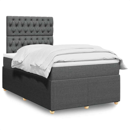 Giroletto a Molle con Materasso Grigio Scuro 120x200 cm Tessuto
