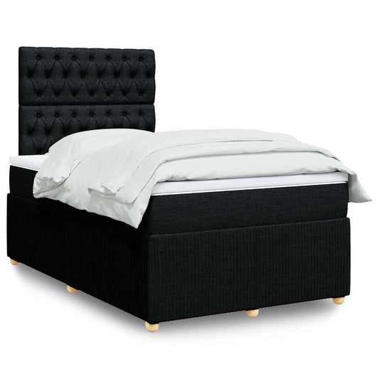 Giroletto a Molle con Materasso Nero 120x200 cm in Tessuto