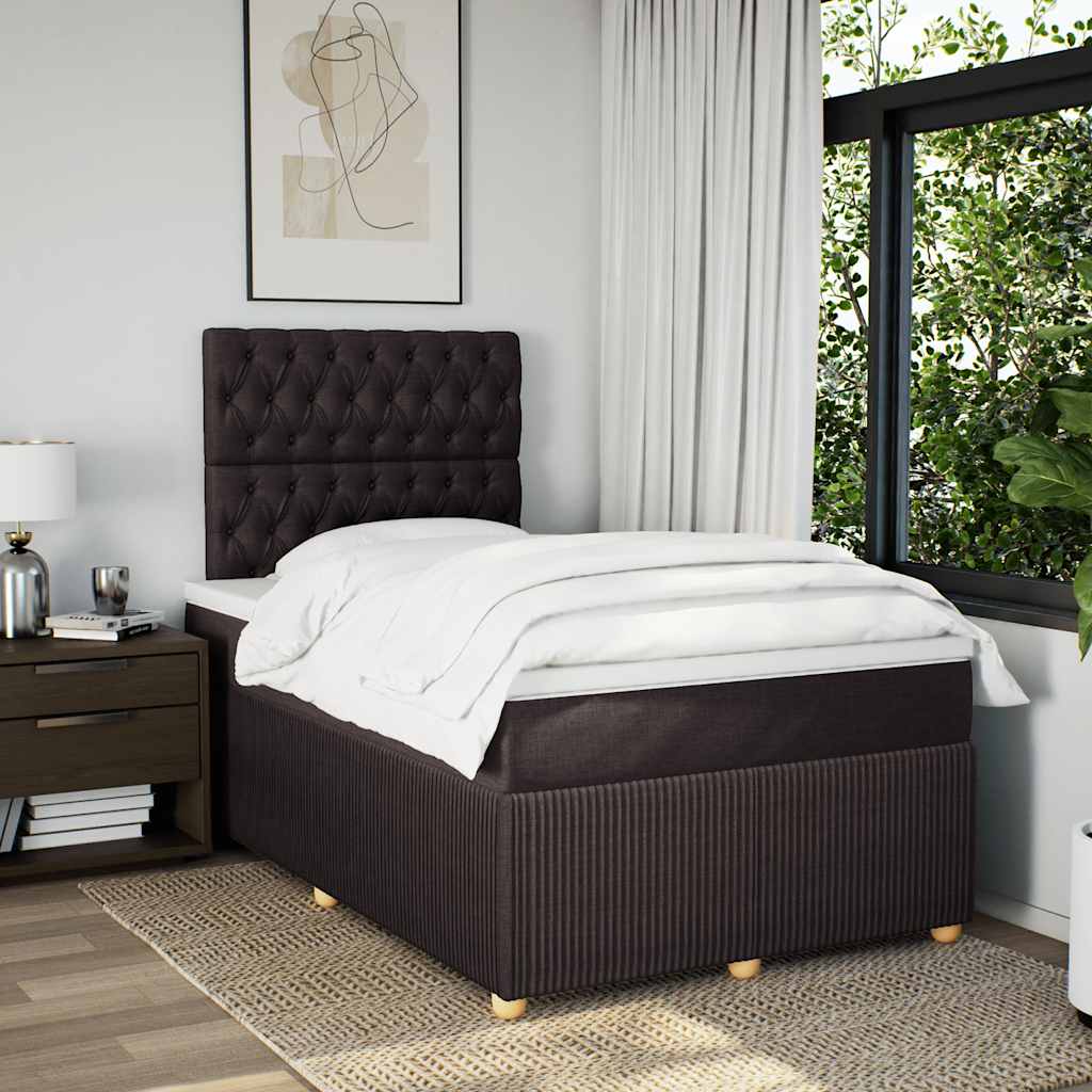 Giroletto a Molle con Materasso Marrone Scuro 120x200cm Tessuto | homemem39