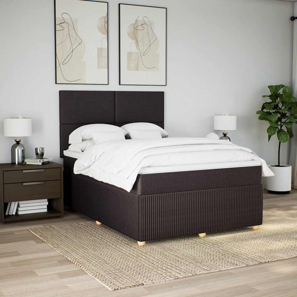 Giroletto a Molle con Materasso Marrone Scuro 140x190cm Tessuto | homemem39
