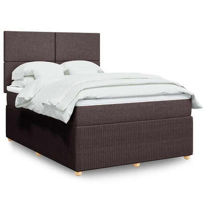 Giroletto a Molle con Materasso Marrone Scuro 140x190cm Tessuto | homemem39