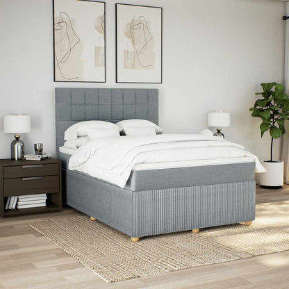 Giroletto a Molle con Materasso Grigio Chiaro 140x200cm Tessuto