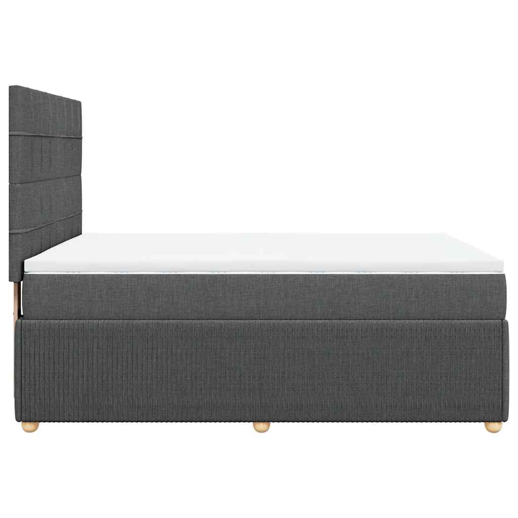 Giroletto a Molle con Materasso Grigio Scuro 140x200cm Tessuto