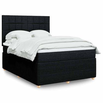 Giroletto a Molle con Materasso Nero 140x200 cm in Tessuto