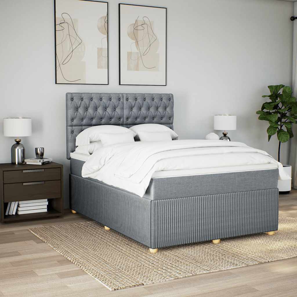 Giroletto a Molle con Materasso Grigio Chiaro 140x200cm Tessuto