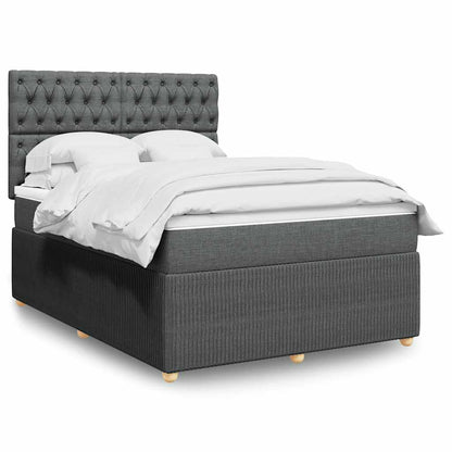 Giroletto a Molle con Materasso Grigio Scuro 140x200cm Tessuto