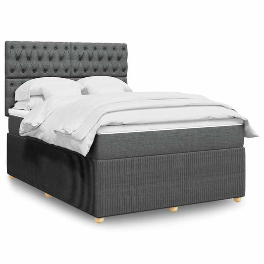 Giroletto a Molle con Materasso Grigio Scuro 140x200cm Tessuto