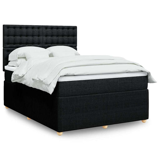 Giroletto a Molle con Materasso Nero 140x200 cm in Tessuto