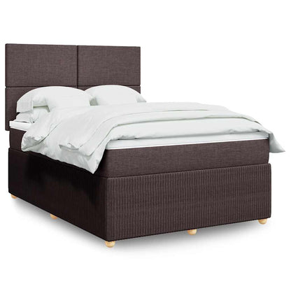 Giroletto a Molle con Materasso Marrone Scuro 160x200cm Tessuto | homemem39