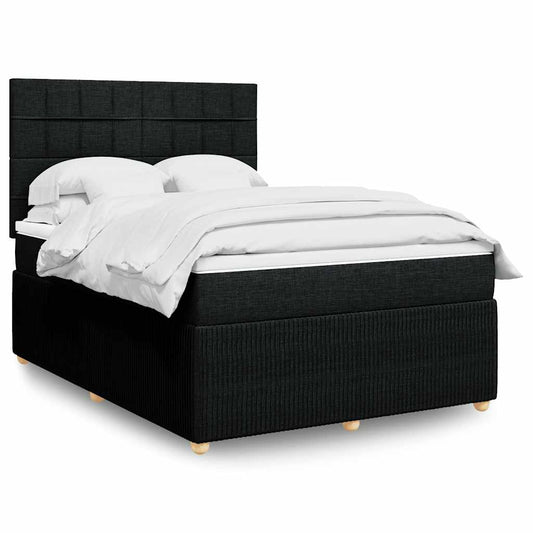 Giroletto a Molle con Materasso Nero 160x200 cm in Tessuto