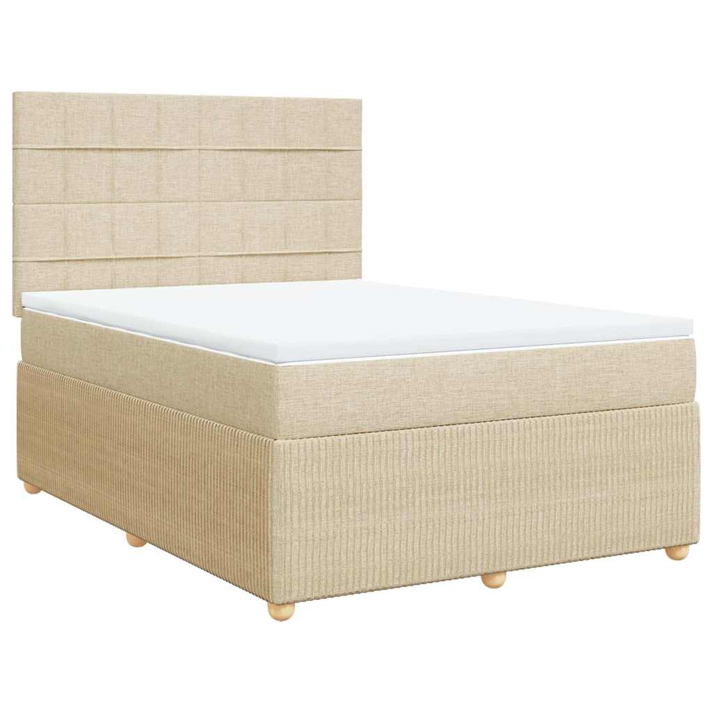 Giroletto a Molle con Materasso Crema 160x200 cm in Tessuto | homemem39