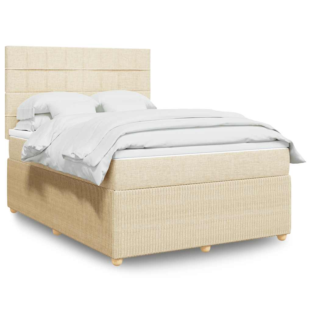 Giroletto a Molle con Materasso Crema 160x200 cm in Tessuto | homemem39
