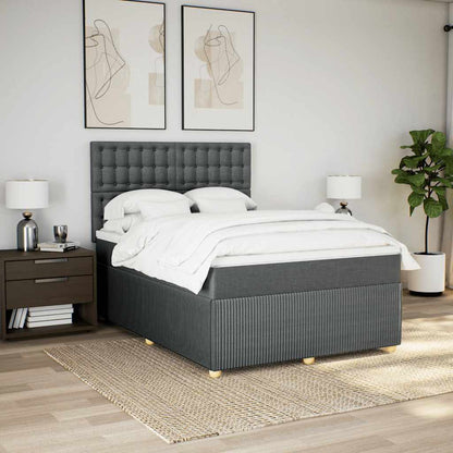 Giroletto a Molle con Materasso Grigio Scuro 160x200 cm Tessuto | homemem39