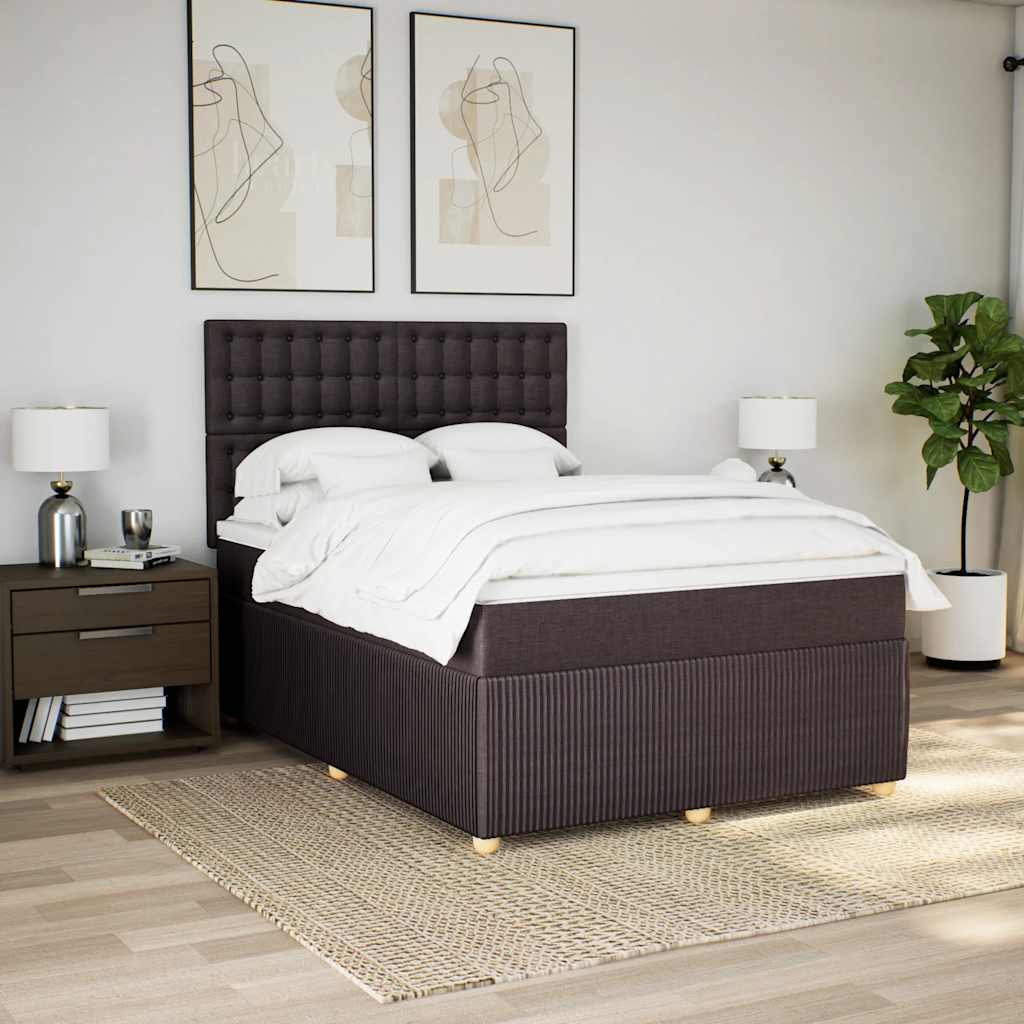 Giroletto a Molle con Materasso Marrone Scuro 160x200cm Tessuto | homemem39