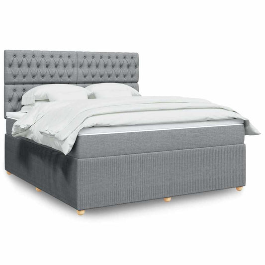 Giroletto a Molle con Materasso Grigio Chiaro180x200 cm Tessuto