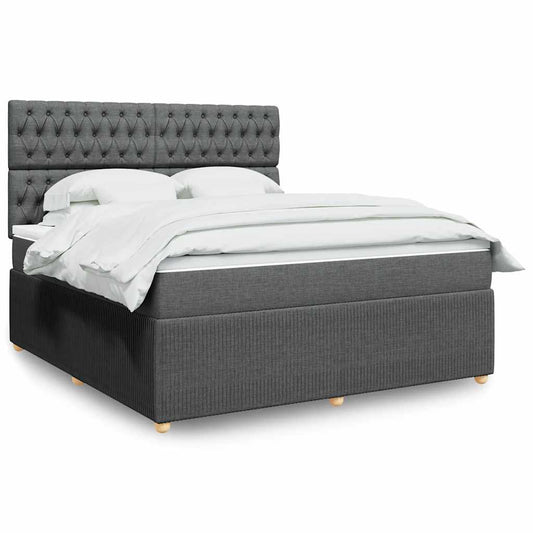 Giroletto a Molle con Materasso Grigio Scuro 180x200 cm Tessuto