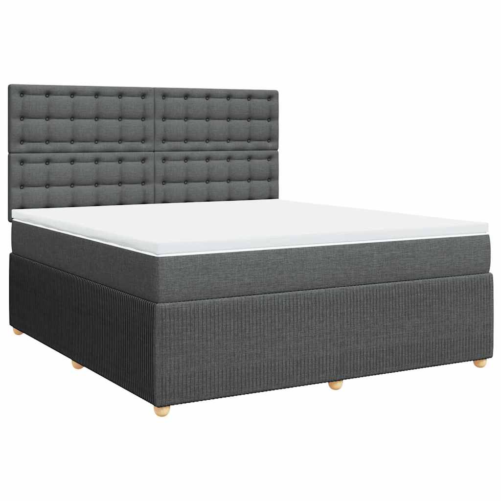 Giroletto a Molle con Materasso Grigio Scuro 180x200 cm Tessuto