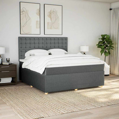 Giroletto a Molle con Materasso Grigio Scuro 180x200 cm Tessuto