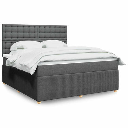 Giroletto a Molle con Materasso Grigio Scuro 180x200 cm Tessuto