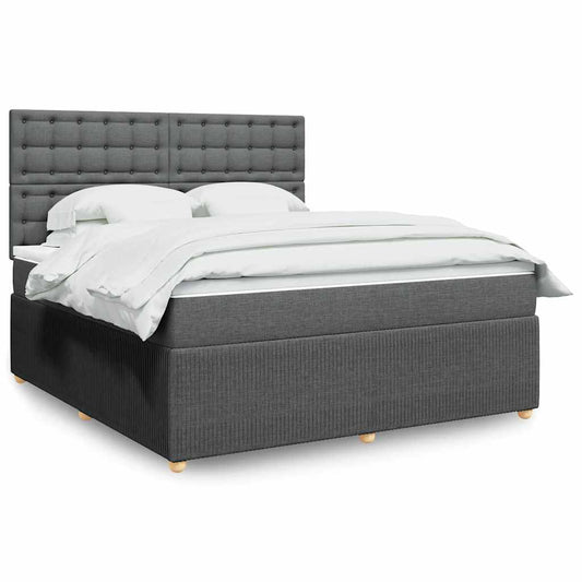 Giroletto a Molle con Materasso Grigio Scuro 180x200 cm Tessuto