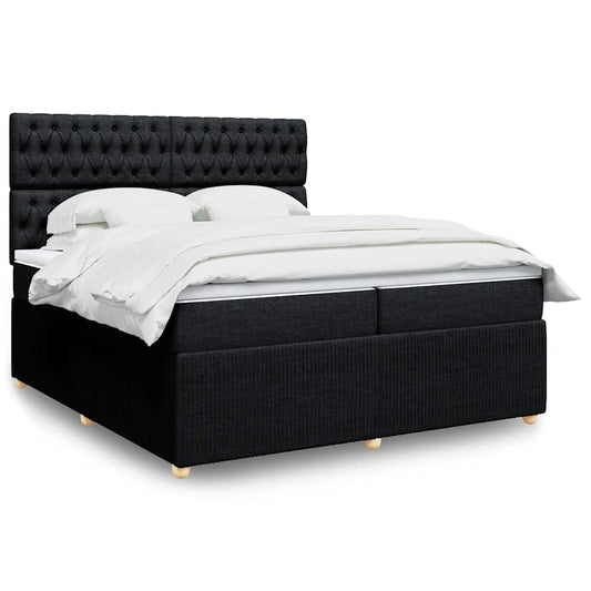 Giroletto a Molle con Materasso Nero 200x200 cm in Tessuto
