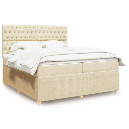 Giroletto a Molle con Materasso Crema 200x200 cm in Tessuto