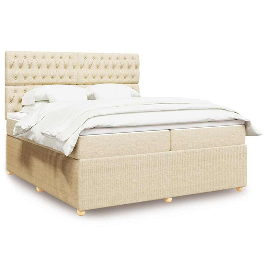 Giroletto a Molle con Materasso Crema 200x200 cm in Tessuto