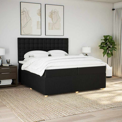 Giroletto a Molle con Materasso Nero 200x200 cm in Tessuto