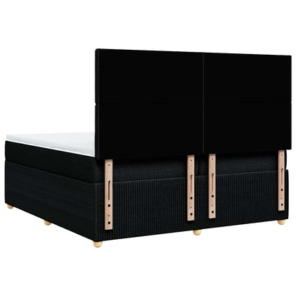 Giroletto a Molle con Materasso Nero 200x200 cm in Tessuto