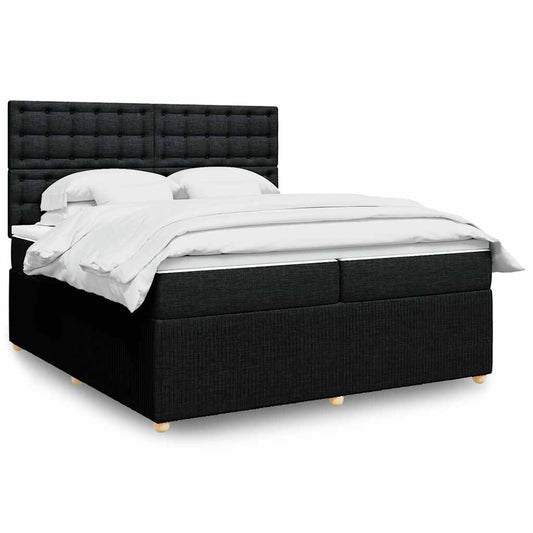 Giroletto a Molle con Materasso Nero 200x200 cm in Tessuto