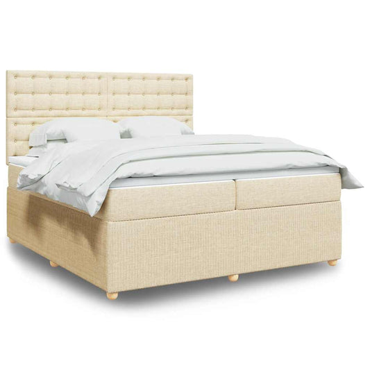 Giroletto a Molle con Materasso Crema 200x200 cm in Tessuto