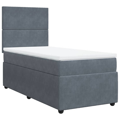 Giroletto a Molle con Materasso Grigio Scuro 80x200 cm Velluto