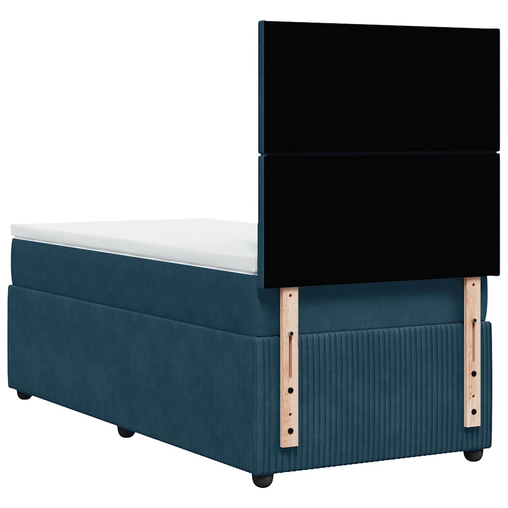 Giroletto a Molle con Materasso Blu Scuro 80x200 cm in Velluto | homemem39