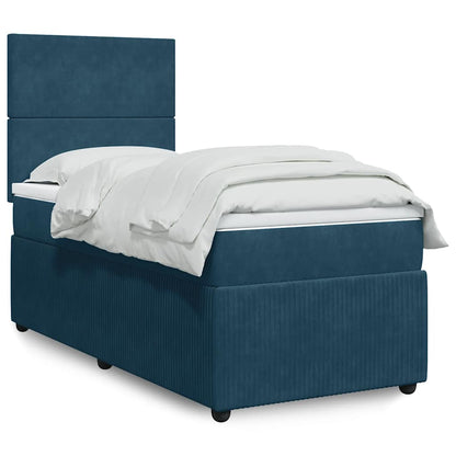 Giroletto a Molle con Materasso Blu Scuro 80x200 cm in Velluto | homemem39