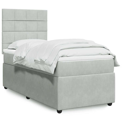 Giroletto a Molle con Materasso Grigio Chiaro 80x200 cm Velluto | homemem39