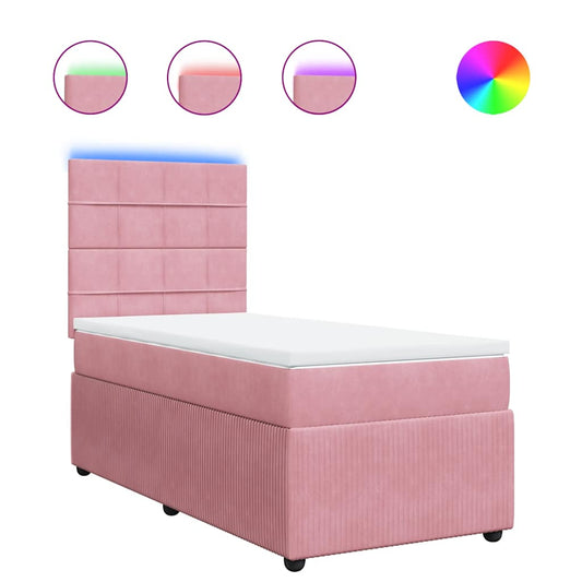 Giroletto a Molle con Materasso Rosa 80x200 cm in Velluto - homemem39