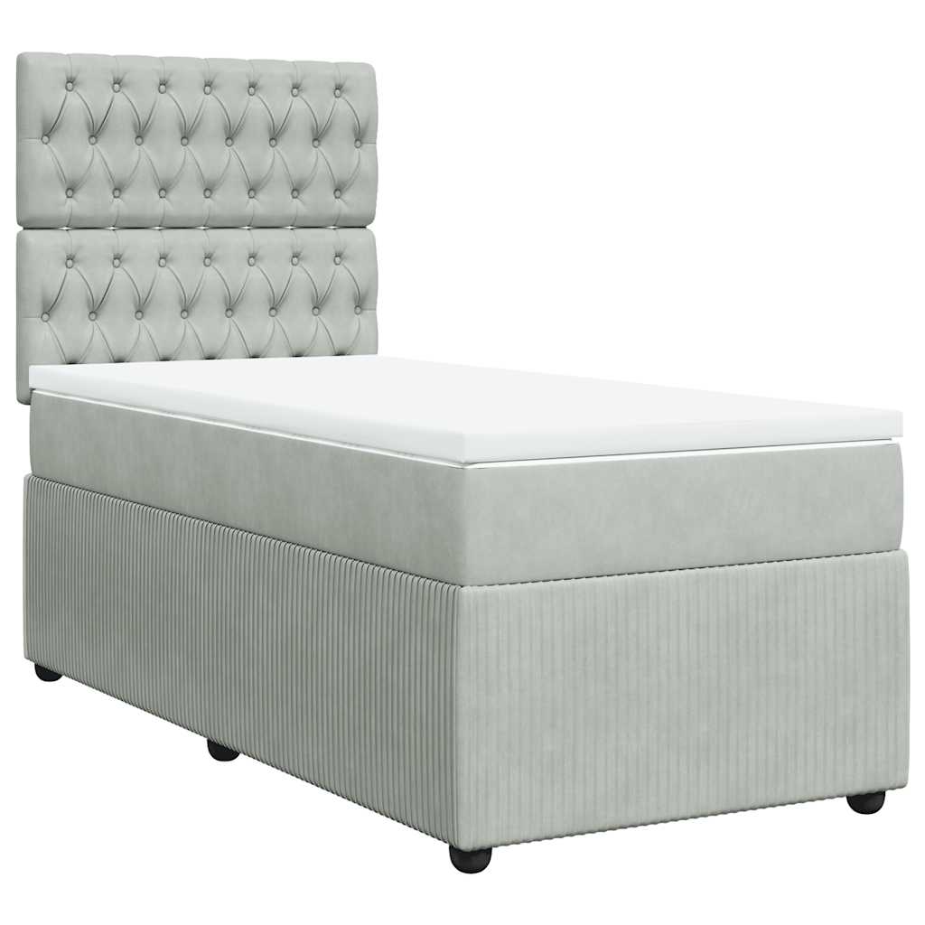Giroletto a Molle con Materasso Grigio Chiaro 80x200 cm Velluto | homemem39