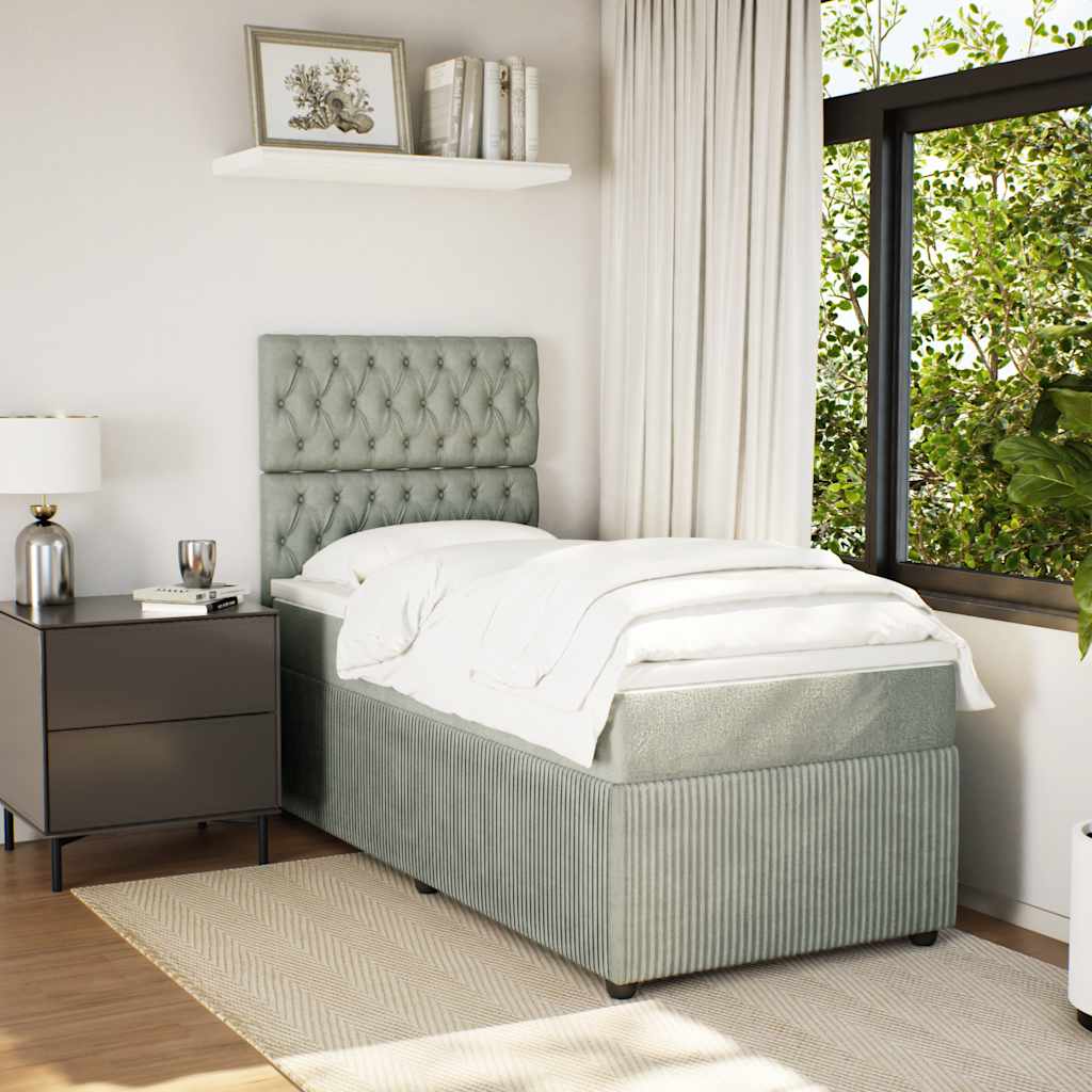 Giroletto a Molle con Materasso Grigio Chiaro 80x200 cm Velluto | homemem39