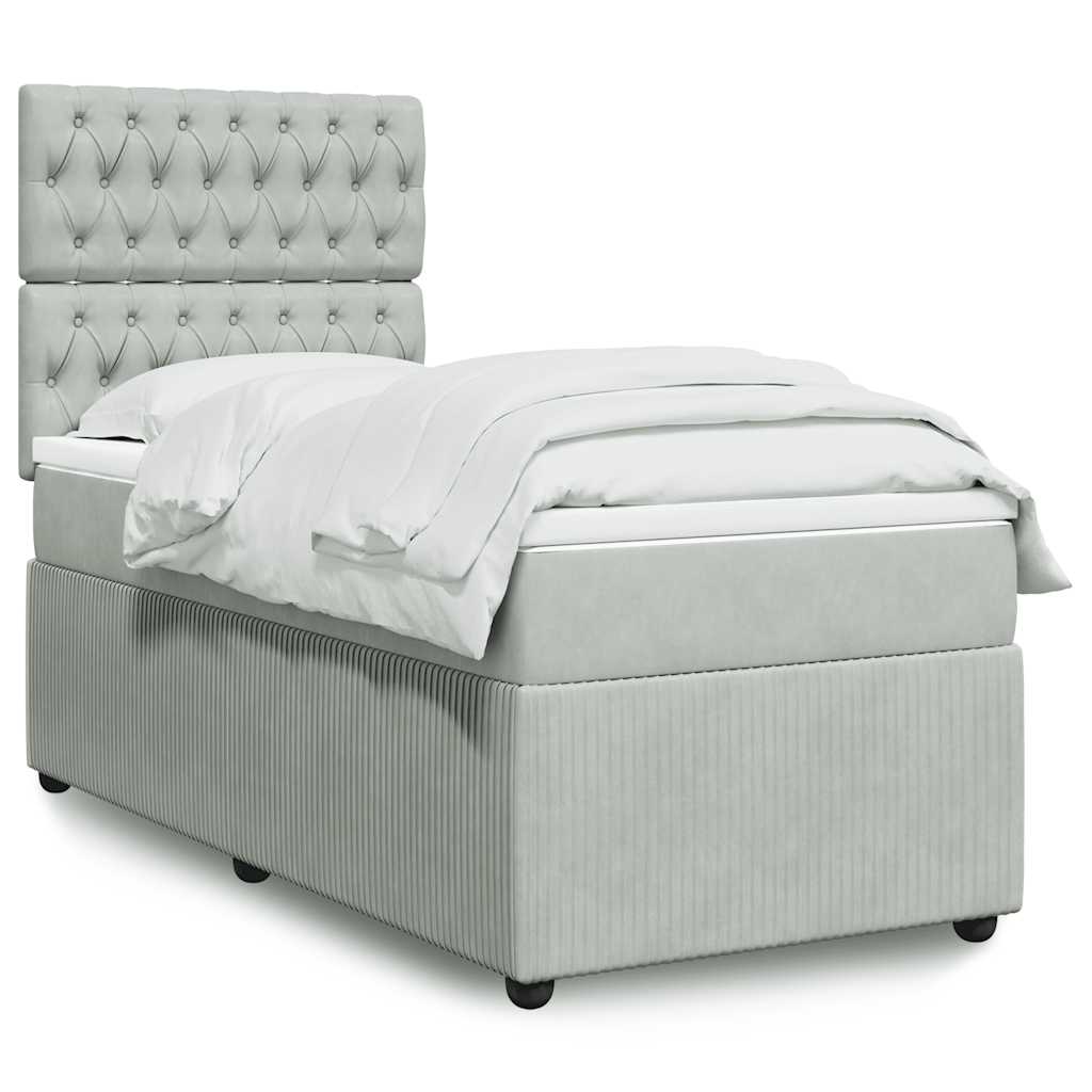 Giroletto a Molle con Materasso Grigio Chiaro 80x200 cm Velluto | homemem39