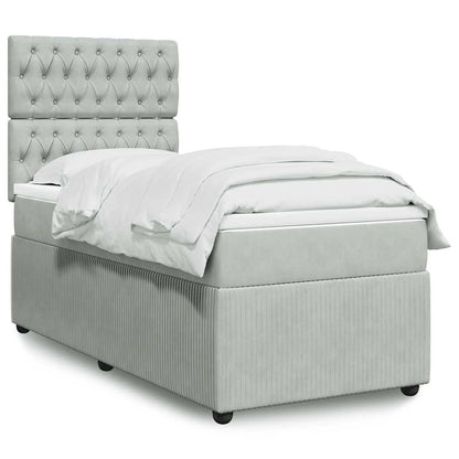 Giroletto a Molle con Materasso Grigio Chiaro 80x200 cm Velluto | homemem39