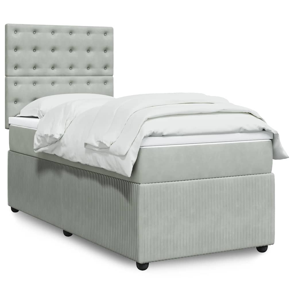 Giroletto a Molle con Materasso Grigio Chiaro 80x200 cm Velluto | homemem39